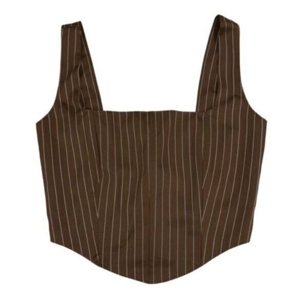 Peppermayo Exclusive Talula Pinstripe Bustier Chocolate Size 2 - Picture 7 of 10